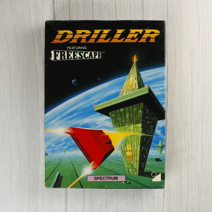 A Driller videójáték színes kartondoboza elölről