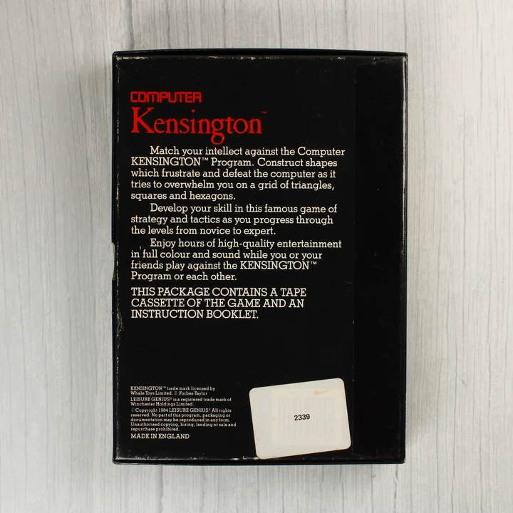 Computer Kensington C64 hátlap Computer Kensington Commodore 64 játék dobozának hátoldala