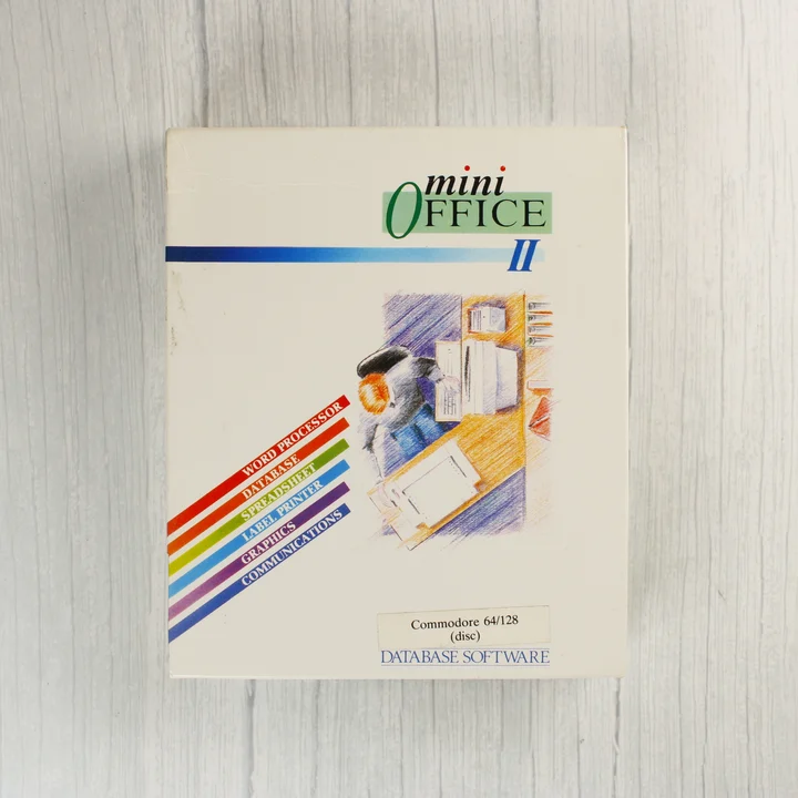 Mini Office II szoftver dobozának eleje Commodore 64-hez