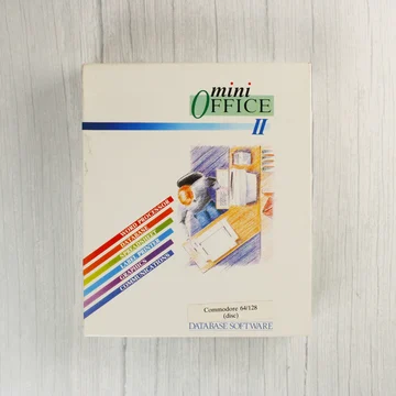 Mini Office II szoftver dobozának eleje Commodore 64-hez