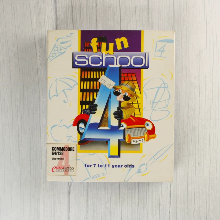 Fun School 4 doboz elölnézet A Fun School 4 Commodore 64 játék dobozának előlapja