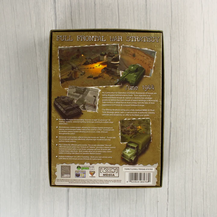 World War II Frontline Command doboz hátlap A World War II Frontline Command PC játék dobozának hátoldala