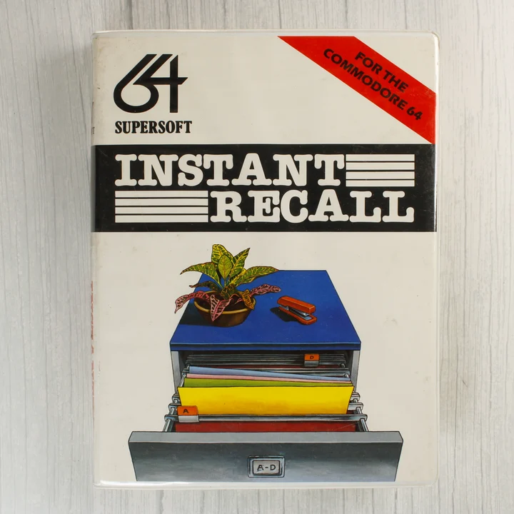 Instant Recall C64 előlap Instant Recall Commodore 64 szoftver tokjának előlapja