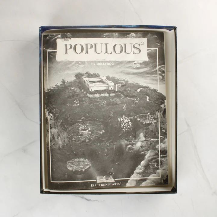 A Populous videójáték használati útmutatója a nyitott dobozban