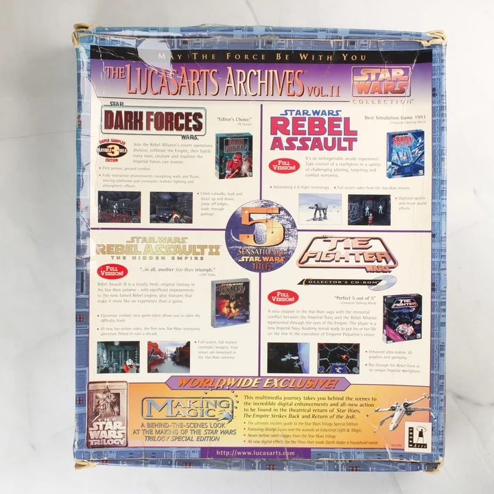 The LucasArts Archives Vol. II Star Wars Collection dobozának hátoldala