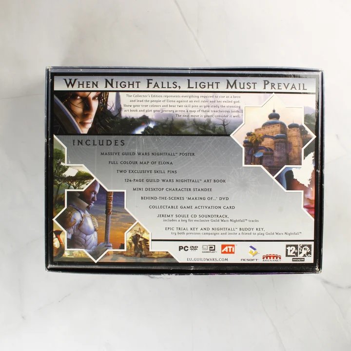 Guild Wars Nightfall hátoldali leírás Guild Wars Nightfall Collector's Edition dobozának hátoldala