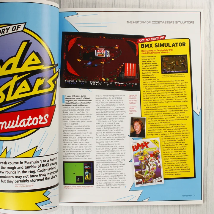 A Retro Gamer magazin belső oldala a BMX Simulator játékról