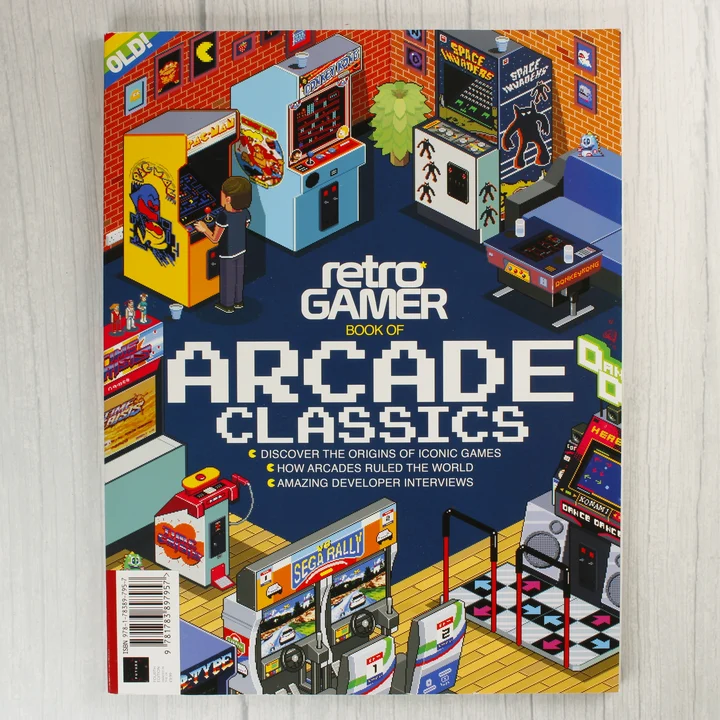 A Retro Gamer Book of Arcade Classics magazin színes borítója játéktermi gépekkel.