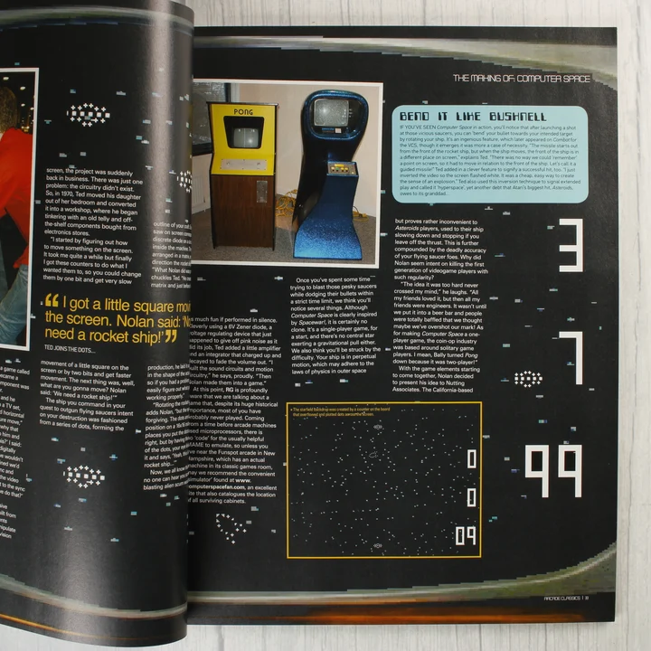 A magazin belső oldala a Pong és a Computer Space játékgépek bemutatásával.
