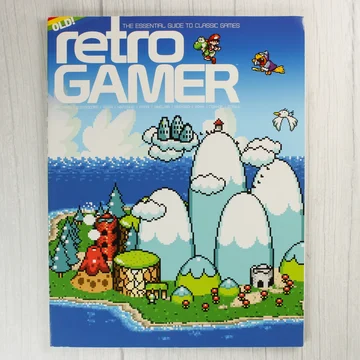 A Retro Gamer magazin borítója pixelart stílusú tájképpel