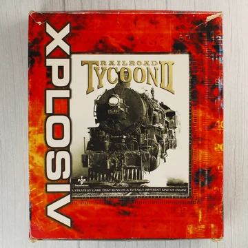 A Railroad Tycoon II videójáték elülső dobozképe egy gőzmozdonnyal