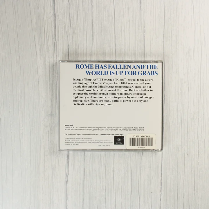 Az Age of Empires II CD-tokjának hátoldala vonalkóddal.