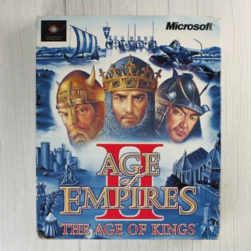 Az Age of Empires II: The Age of Kings videójáték eredeti kartondoboza elölről.
