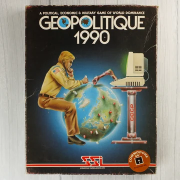 Geopolitique 1990 Commodore 64 játék dobozának előlapja