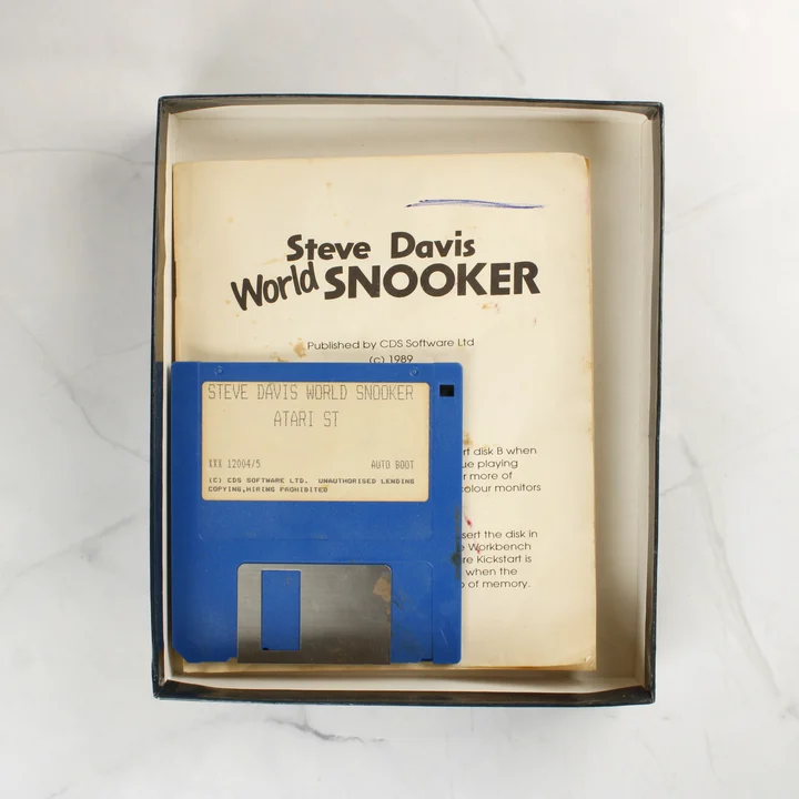 Steve Davis World Snooker floppy lemez és használati útmutató a dobozban