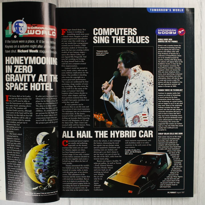 A PC Format magazin belső oldala technológiai cikkekkel