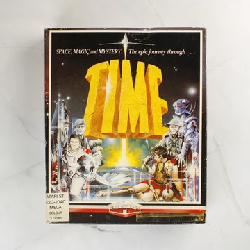 A TIME videójáték színes illusztrációval ellátott eredeti kartondoboza elölről.