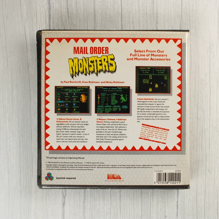 Mail Order Monsters Commodore 64 játék hátlapja