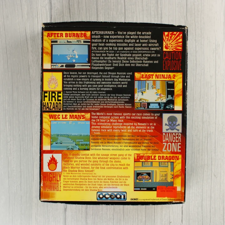 100% Dynamite videójáték-válogatás dobozának hátoldala