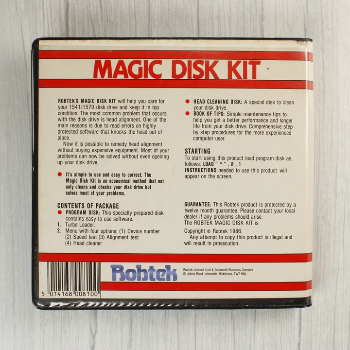 Robtek Magic Disk Kit hátoldala leírással és vonalkóddal