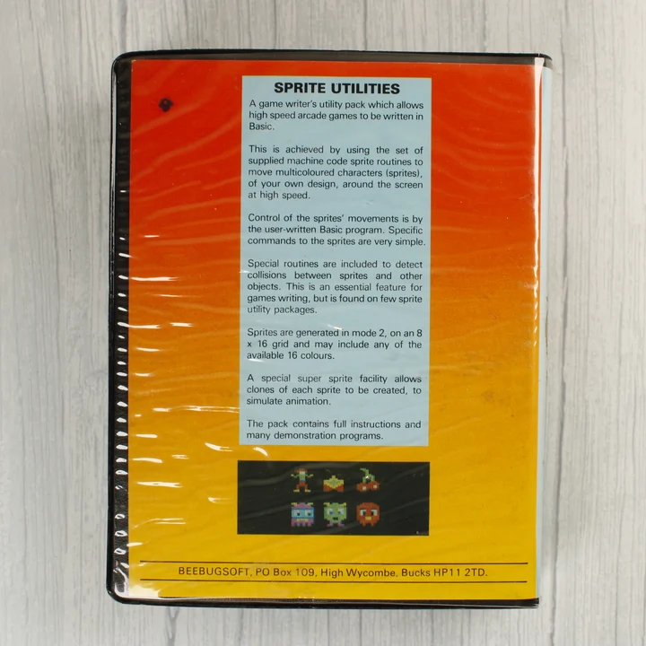 A Sprite Utilities szoftver tokjának hátoldala leírással