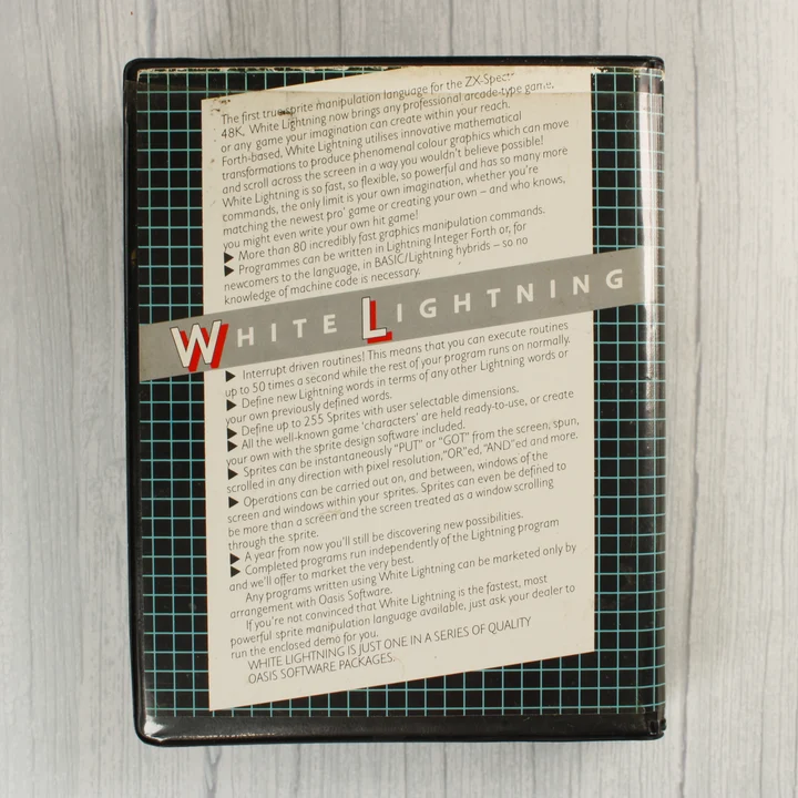 White Lightning szoftver tok hátoldala