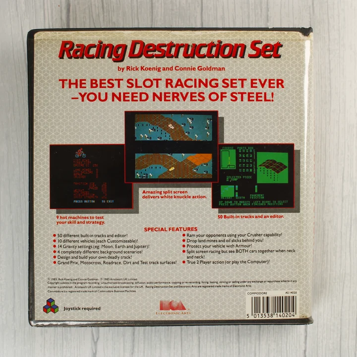 Racing Destruction Set játék tokjának hátoldala