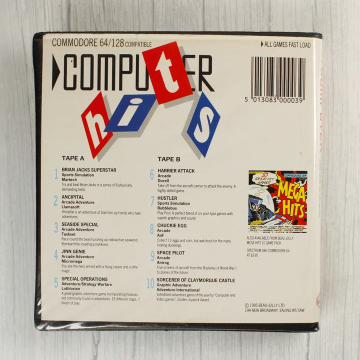 10 Computer Hits Commodore 64 játékválogatás hátlapja