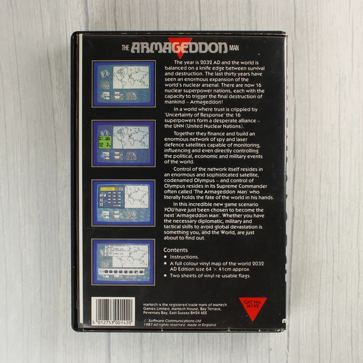 The Armageddon Man játék hátoldala leírással és képernyőképekkel