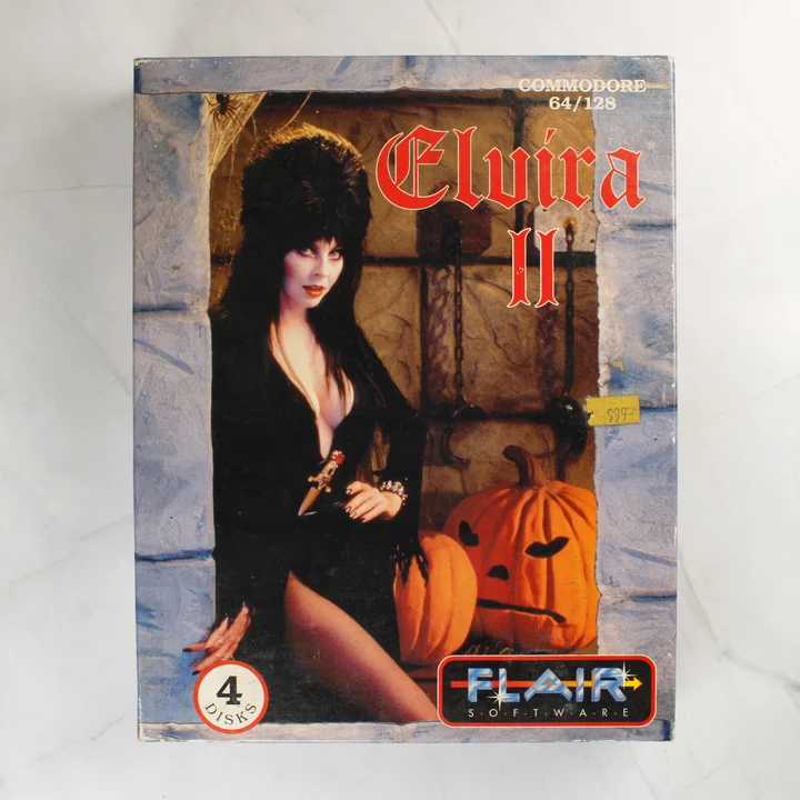 Elvira II doboz előlap Az Elvira II videójáték dobozának előlapja Elvira fotójával