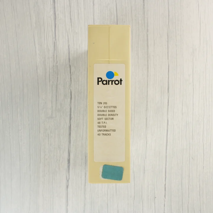 Parrot floppy lemez doboz oldalsó címkéje