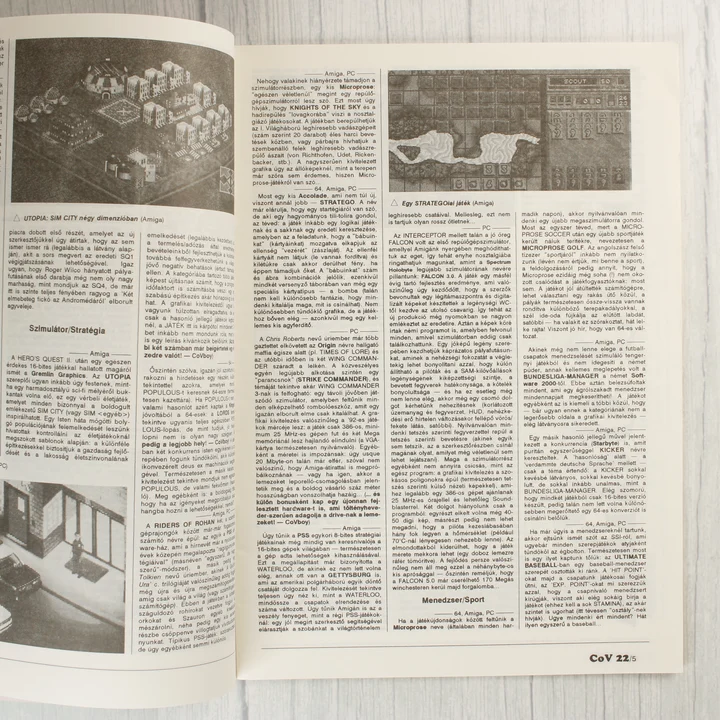 A Commodore Világ magazin belső oldalai szöveggel és képekkel