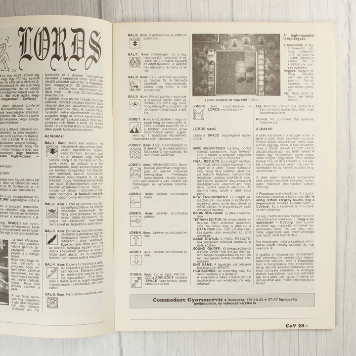 Részletes játékstratégia és leírás a magazin egyik belső oldalán