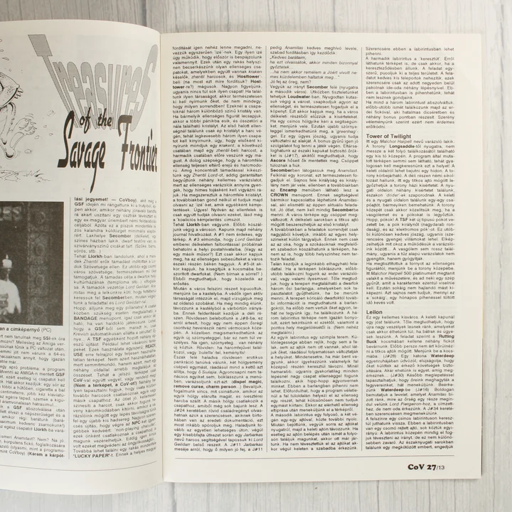 A magazin belső oldala a Treasures of the Savage Frontier leírásával.