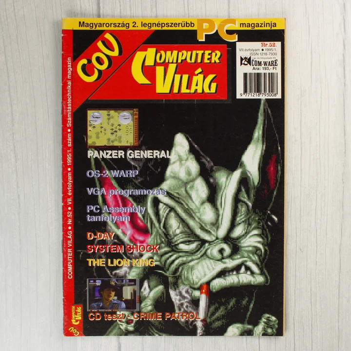 A Commodore Világ magazin 52. számának színes borítója egy démoni alakkal.