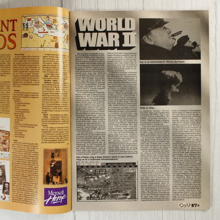 A magazin belső oldalai a World War II játék ismertetőjével