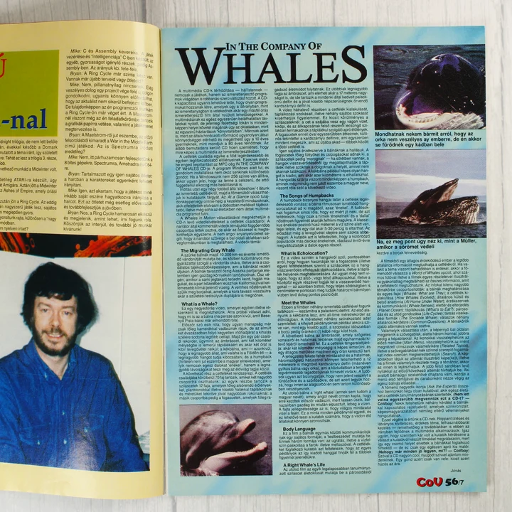A magazin egyik cikke a bálnákról szóló szoftverről
