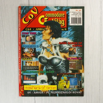 A Commodore Világ magazin 42. számának színes borítója egy fantasy illusztrációval.