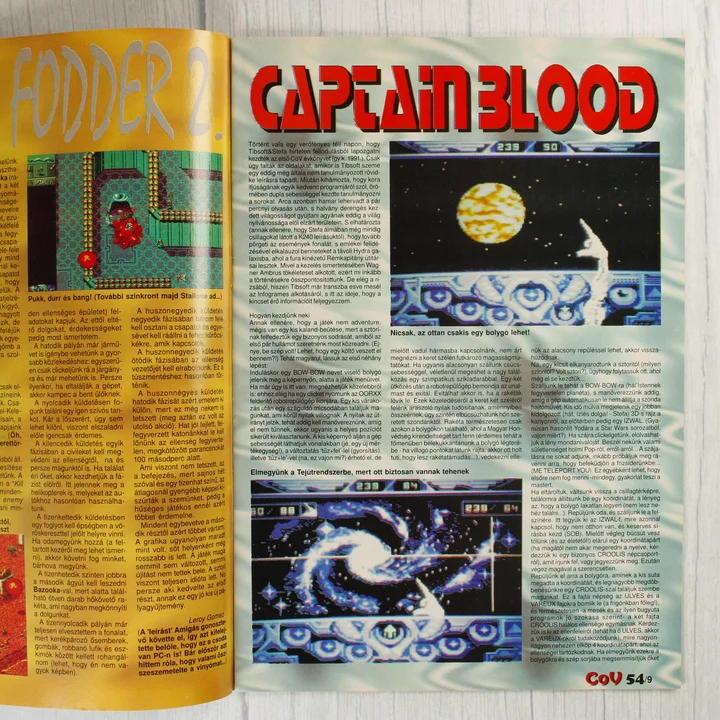 A magazin belső oldalai a Captain Blood játék leírásával.