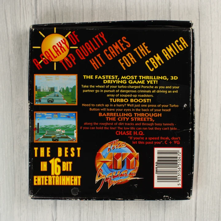 Chase H.Q. Amiga játék dobozának hátoldala