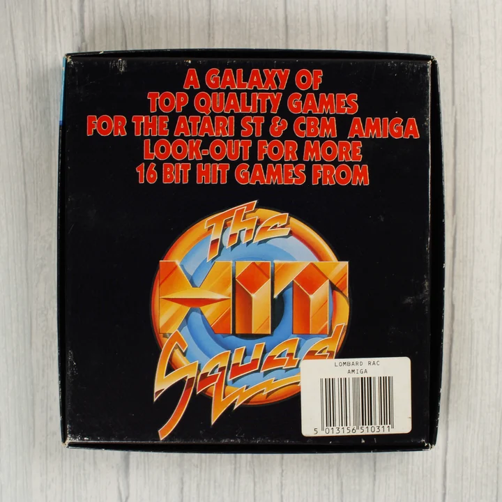 Lombard RAC Rally Amiga játék dobozának hátoldala