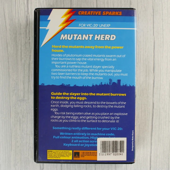 Mutant Herd videójáték dobozának hátoldala