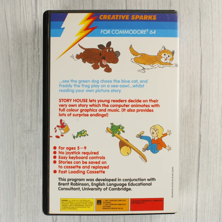 Story House Commodore 64 játék kazetta tokja hátulról