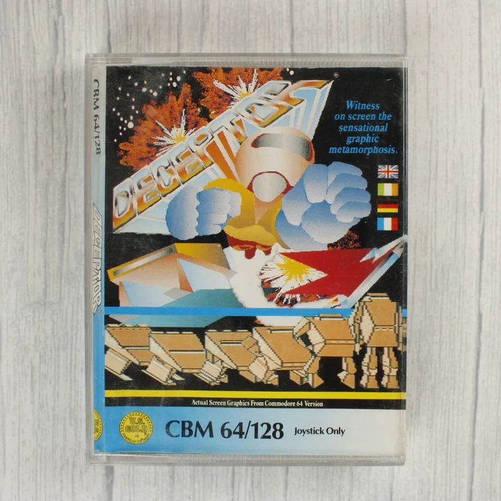 A Deceptor videójáték elülső borítója Commodore 64/128 platformra.
