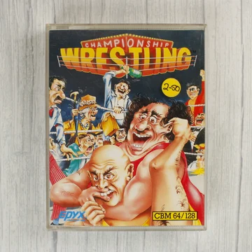 Championship Wrestling Commodore 64 játék kazetta tokban elölnézetből