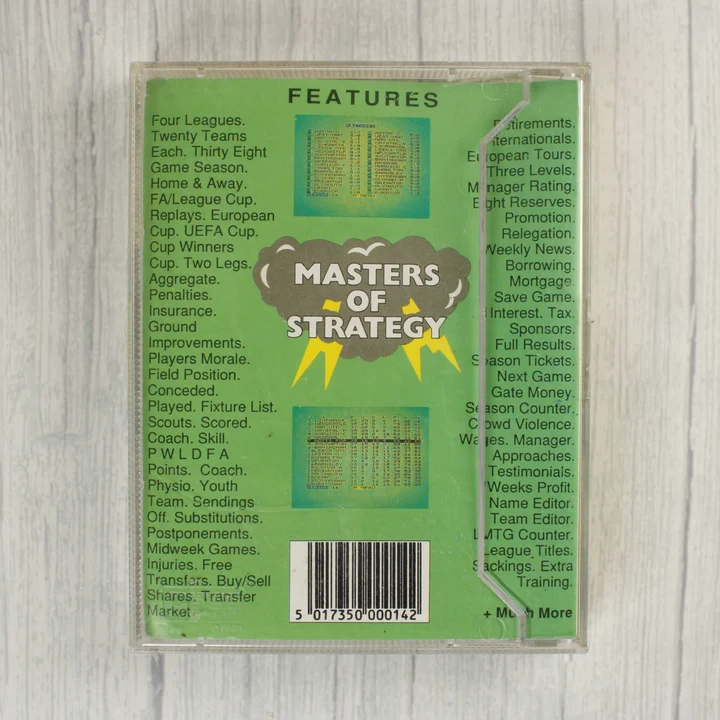 Football Director Commodore 64 játék kazetta tokja hátulról