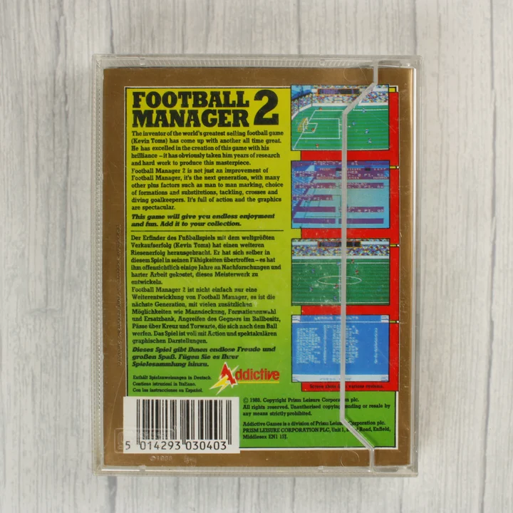 Football Manager 2 Commodore 64 játék tokjának hátlapja
