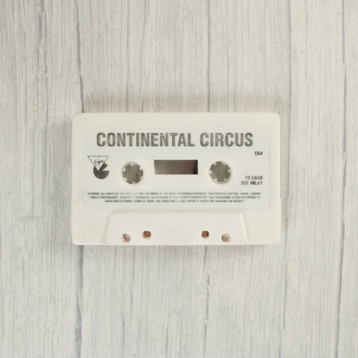 Continental Circus Commodore 64 fehér játék kazetta