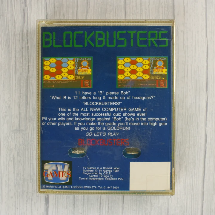 Blockbusters C64 játék hátlap Blockbusters Commodore 64 játék hátlapi borítója leírással