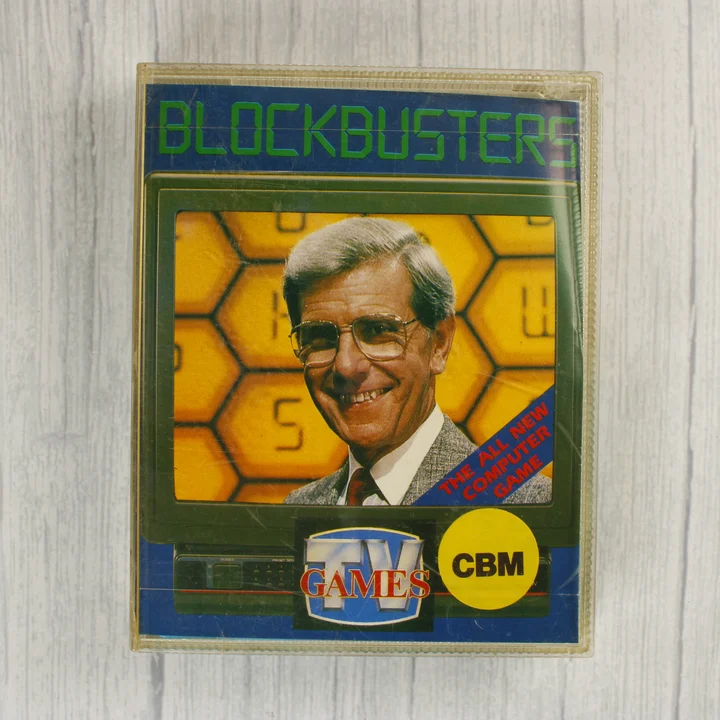 Blockbusters C64 játék borító Blockbusters Commodore 64 játék előlapi borítója a tokban